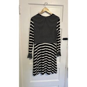 LOFT Black White Striped Casual Dress 8